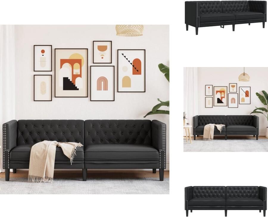 VidaXL Chesterfield Bank Chesterfield Banken 3-zitsbank 3-zitsbanken Driezitsbank Chesterfield-stijl kunstleer zwart