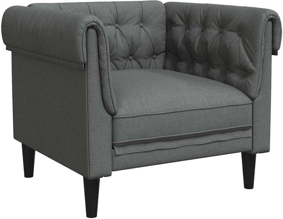 VidaXL Chesterfield Sofa Stoel Donkergrijs 182.5 x 74.5 x 74.5 cm Stof