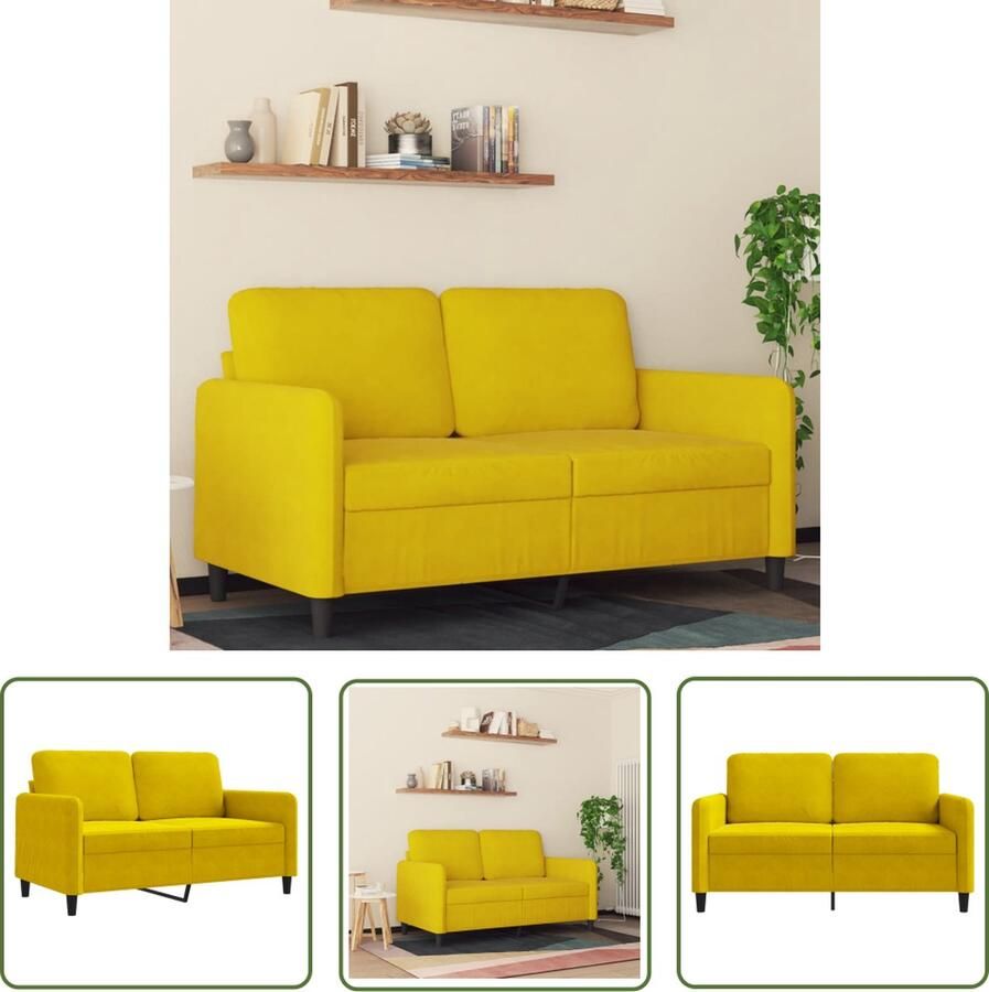 The Living Store Bank Chesterfield Geel Fluweel Comfortabele 2-zitsbank met Stevig Frame 138 x 77 x 80 cm Tweezitsbank Chesterfield Bank Fluweel Bank Gele Bank Salontafel