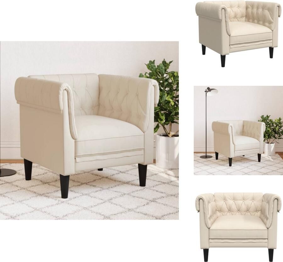 VidaXL Chesterfield Fauteuil in Linnen Stijl Fauteuil Chesterfield Stoel Lounge Stoel Designstoel Vintage Stoel