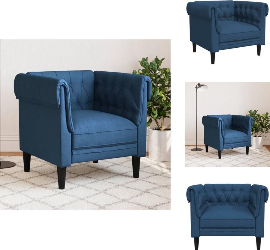 VidaXL Chesterfield Fauteuil Chesterfield Fauteuils Relaxfauteuil Leunstoel Fauteuil Chesterfield-stijl stof blauw