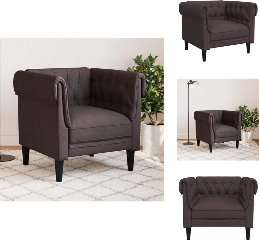 VidaXL Chesterfield Fauteuil Chesterfield Fauteuils Relaxfauteuil Leunstoel Fauteuil Chesterfield-stijl stof donkerbruin