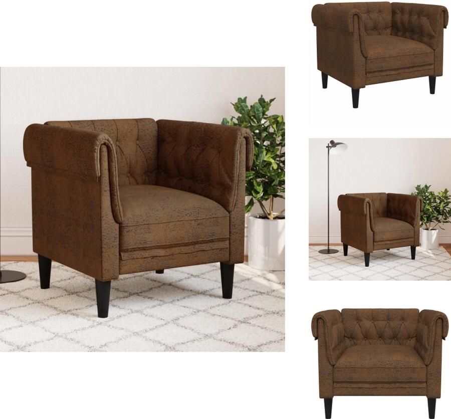VidaXL Chesterfield Fauteuil Chesterfield Fauteuils Relaxfauteuil Leunstoel Fauteuil Chesterfield-stijl stof bruin