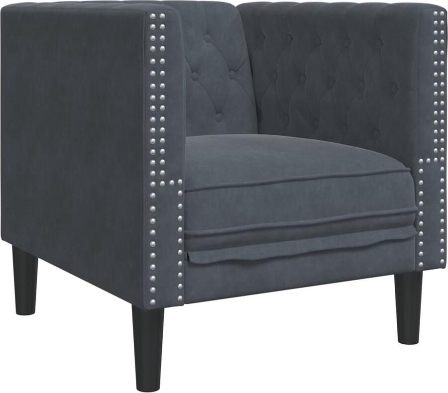 VidaXL Chesterfield Fauteuil Fluweel Donkergrijs