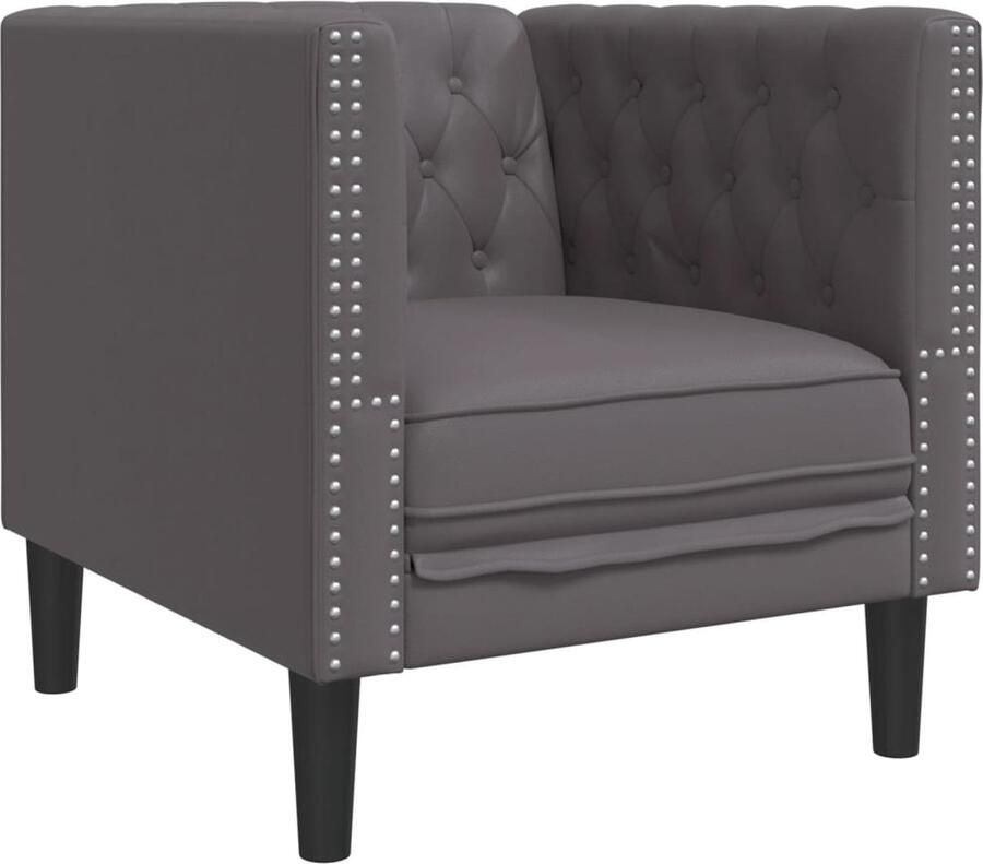 VidaXL Chesterfield Fauteuil Grijs Kunstleer