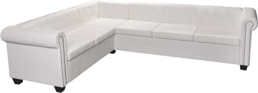 VidaXL Chesterfield hoekbank 6-zits kunstleer wit
