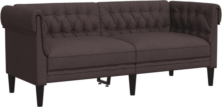 VidaXL Tweezitsbank Chesterfield Stijl Donkerbruin Tweezitsbank Chesterfield Lederlook Bruine Bank Salontafel - Foto 2