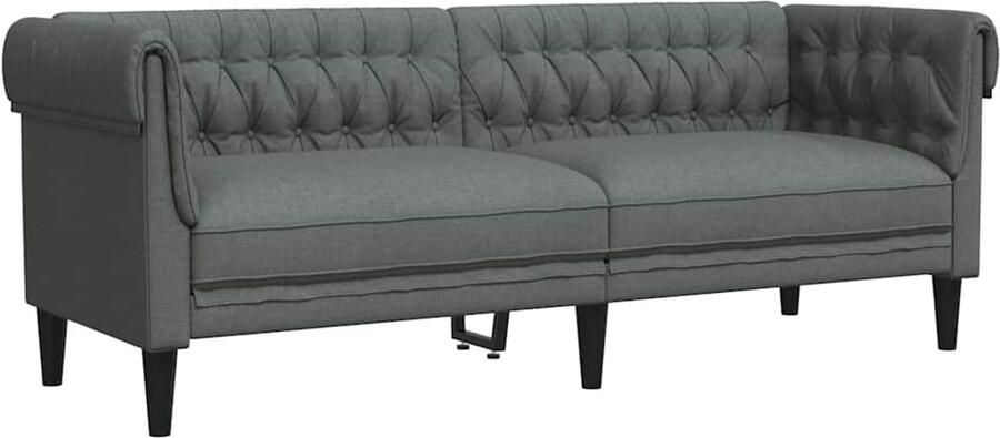 VidaXL Chesterfieldbank Geruit Donkergrijs 182.5 x 74.5 x 74.5 cm Stof