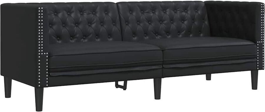 VidaXL Chesterfieldbank Geruit Zwart 194 x 74 5 x 70 5 cm Kunstleer