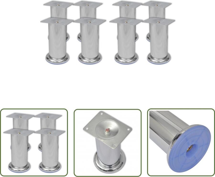The Living Store Bankpoten 8 st rond 120 mm chroomkleurig Bankpoten Chrome Bankpoten Ronde Bankpoten Bankvoetjes Meubelpoten