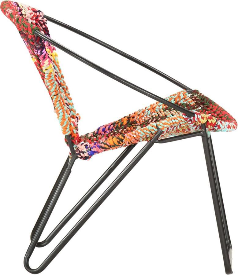 VidaXL Cirkelstoel Chindi Stof Meerkleurig Cirkelstoel Chindi Lounge Stoel Relaxfauteuil Vintage Stoel Multikleuren Fauteuil - Foto 2