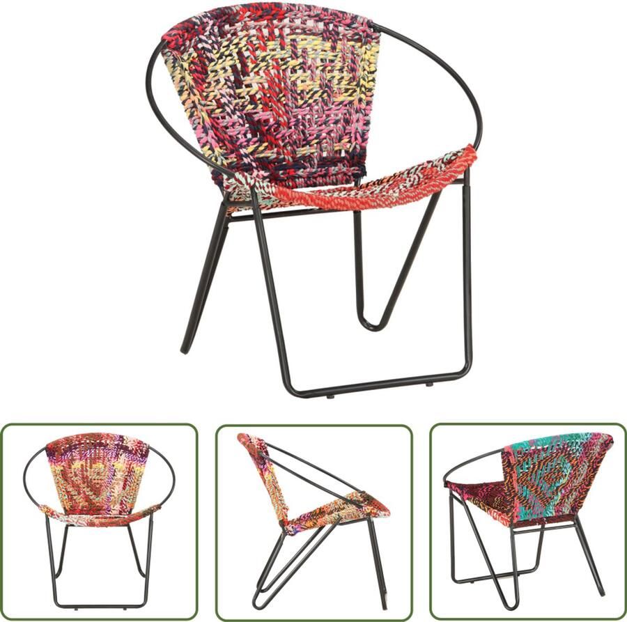 VidaXL Cirkelstoel Chindi Stof Meerkleurig Cirkelstoel Chindi Lounge Stoel Relaxfauteuil Vintage Stoel Multikleuren Fauteuil