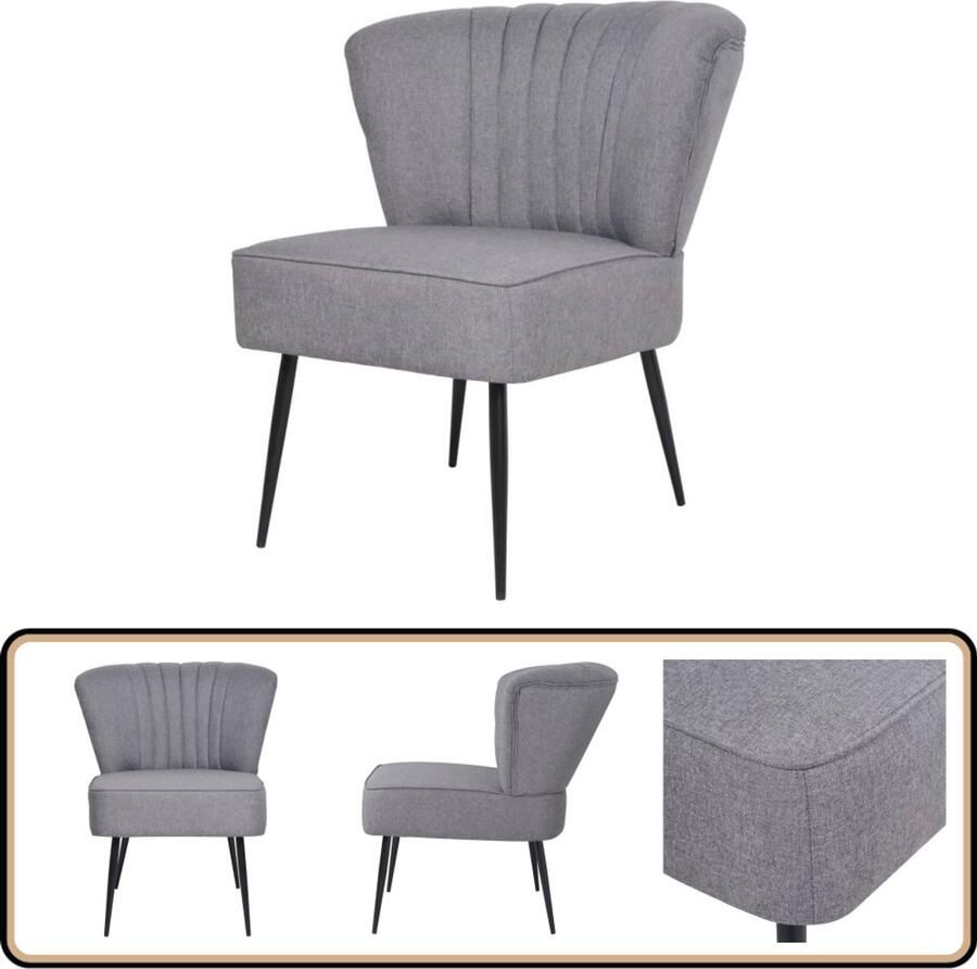 VidaXL Cocktailstoel Lichtgrijs Stof 110 kg Cocktailstoel Lounge Stoel Retro Fauteuil Grijze Stoel Comfortabele Stoel