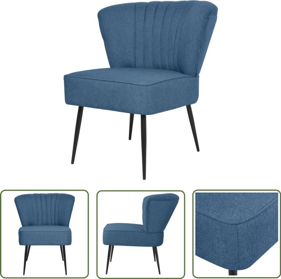 VidaXL Cocktailstoel Stof Blauw Compact design Retro Fauteuil Blauwe Lounge Stoel Cocktailstoel Vintage Meubels Eetkamerstoel Woonaccessoires Interieurdesign Comfort Stoel Moderne Stoel Huiskamer Decoratie - Foto 2
