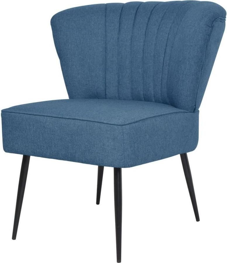 VidaXL Cocktailstoel Stof Blauw Compact design Retro Fauteuil Blauwe Lounge Stoel Cocktailstoel Vintage Meubels Eetkamerstoel Woonaccessoires Interieurdesign Comfort Stoel Moderne Stoel Huiskamer Decoratie