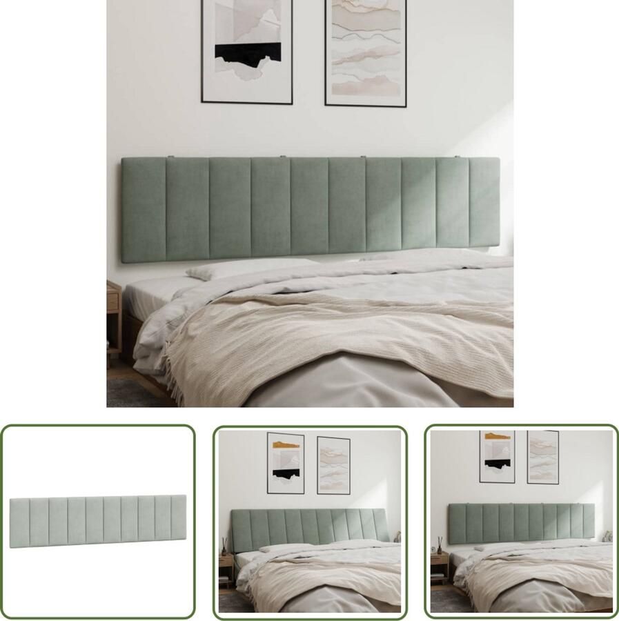 VidaXL Hoofdbordkussen Hanko 200 cm velvet lichtgrijs Hoofdbordkussen Comfortabel Hoofdbord Led Verlichting Fluweel Hoofdbord Decoratief
