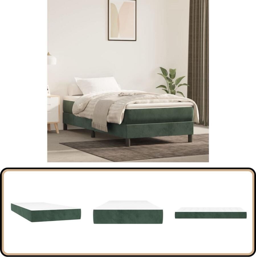 VidaXL Comfortabel Pocketveringmatras 90x190x20 cm Fluweel Pocketveringmatras Matras Fluweel Matras Zachte Matras Medium Hard Matras Anti Allergisch Matras Groene Matras