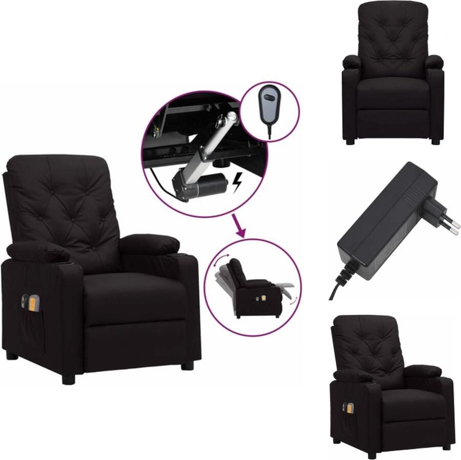 VidaXL Comfortabele elektrische massagefauteuil Kunstleer 78.5 x 93 x 96.5 cm Fauteuil