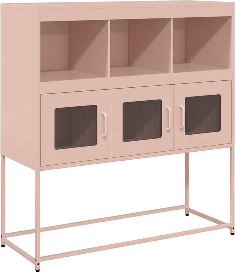 The Living Store Dressoir 100 5x39x107 cm koudgewalst staal roze Dressoir Meubels Vintage Industrieel Roze - Foto 2
