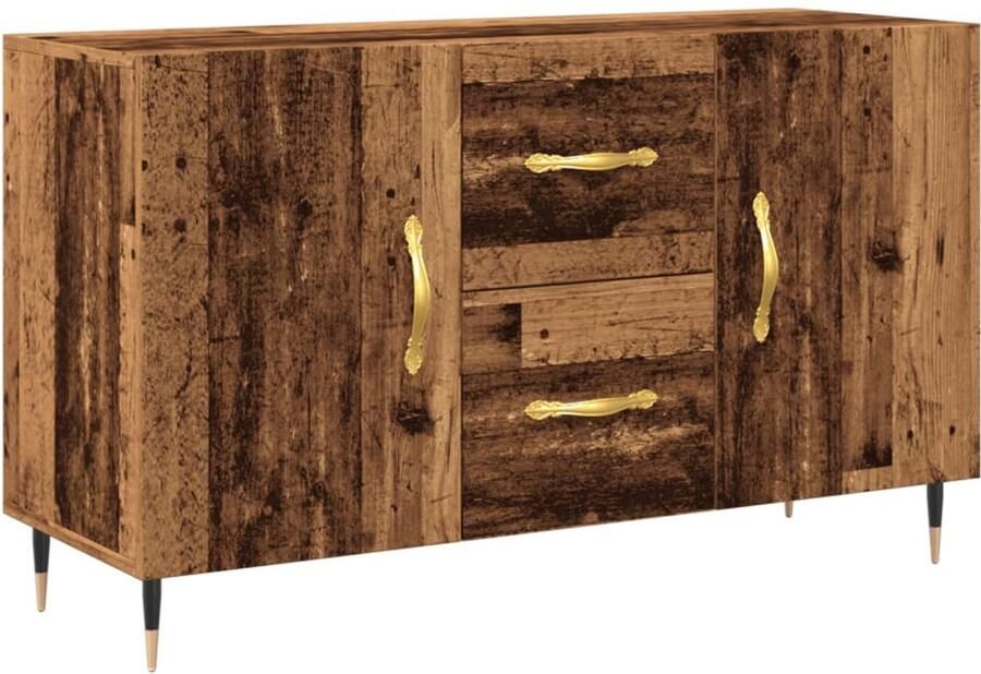 The Living Store Dressoir 100x36x60 cm bewerkt hout oud houtkleurig Dressoir Opbergkast Houten Kast Vintage Kast Salontafel - Foto 3