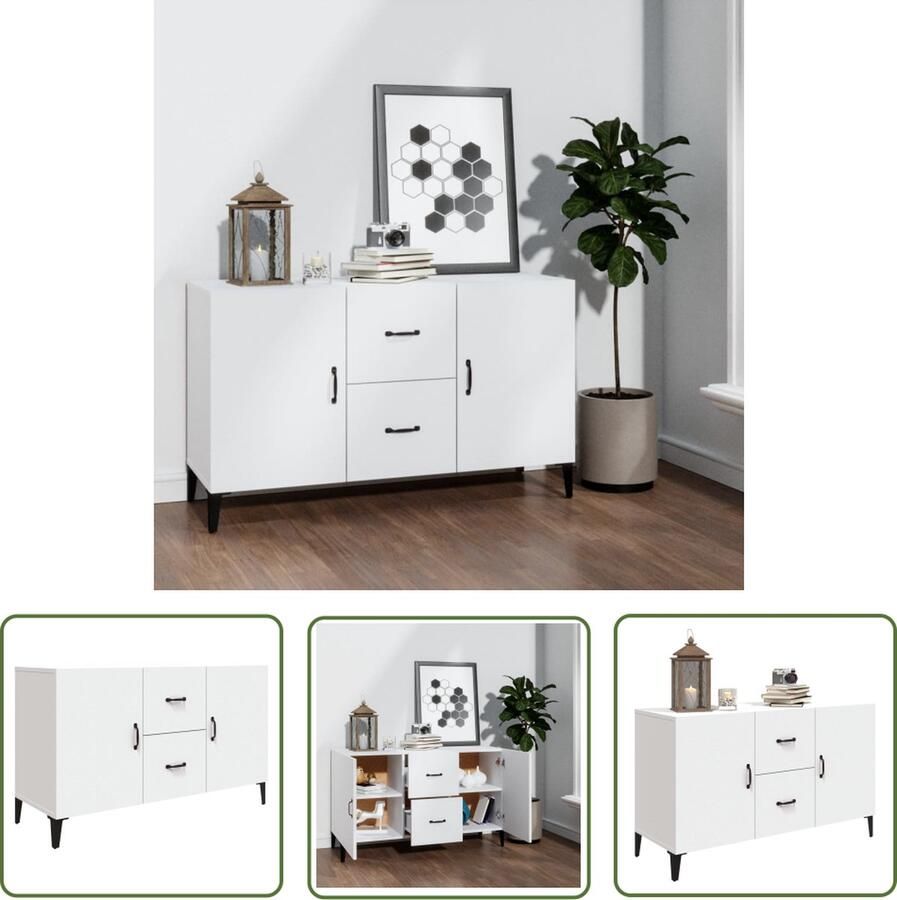 The Living Store Dressoir 100x36x60 cm bewerkt hout wit Dressoir Commode Houten Dressoir Wit Dressoir Opslagmeubels