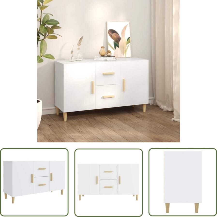 VidaXL Dressoir 100x36x60 cm bewerkt hout wit Dressoir Commode Houten Dressoir Witte Dressoir Vintage Dressoir
