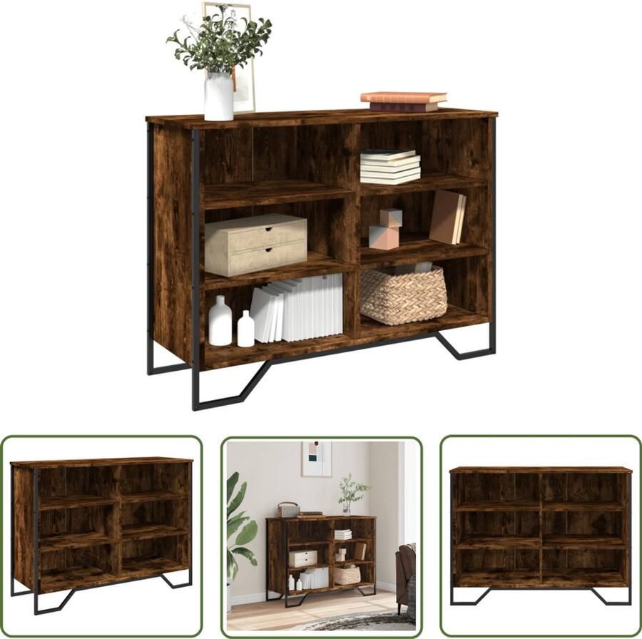 The Living Store Dressoir 101x35 5x74 5 cm bewerkt hout gerookt eikenkleurig Dressoir Modern Dressoir Houten Dressoir Gerookte Eiken Tv Stand