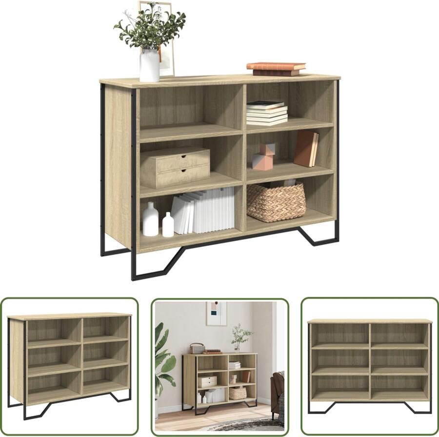 The Living Store Dressoir 101x35 5x74 5 cm bewerkt hout sonoma eikenkleurig Dressoir Modern Dressoir Houten Dressoir Eiken Dressoir Salontafel