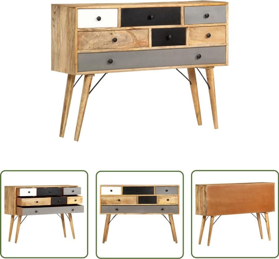 The Living Store Dressoir 110x30x82 cm massief mangohout Vintage Kast Mangohout Kast Dressoir Opbergkast Salonmeubilair