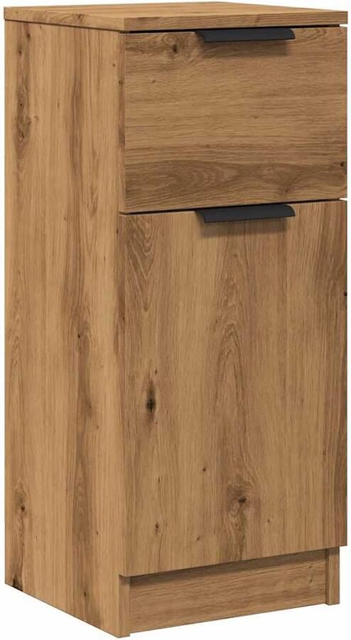 The Living Store Dressoir 30x30x70 cm bewerkt hout artisanaal eikenkleur Dressoir Houten Dressoir Opbergkast Salontafel Bijzettafel - Foto 3