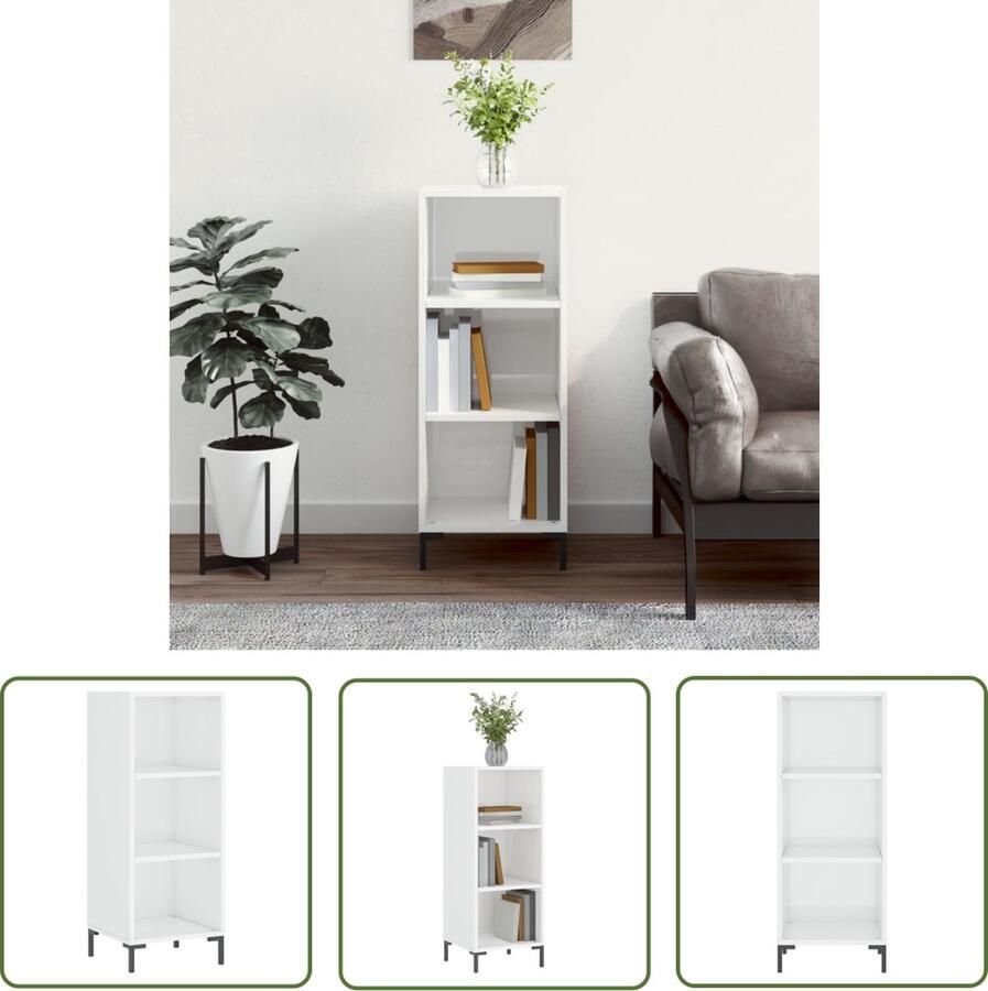 The Living Store Dressoir 34 5x32 5x90 cm bewerkt hout hoogglans wit Dressoir Commode Houten Dressoir Witte Dressoir Vintage Dressoir