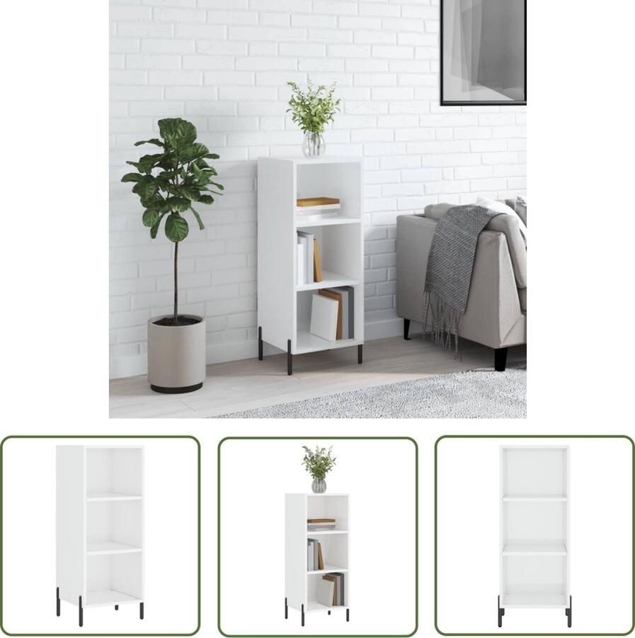 The Living Store Dressoir 34 5x32 5x90 cm bewerkt hout hoogglans wit Dressoir Vintage Dresser Houten Dressoir Witte Dressoir Badkamermeubilair