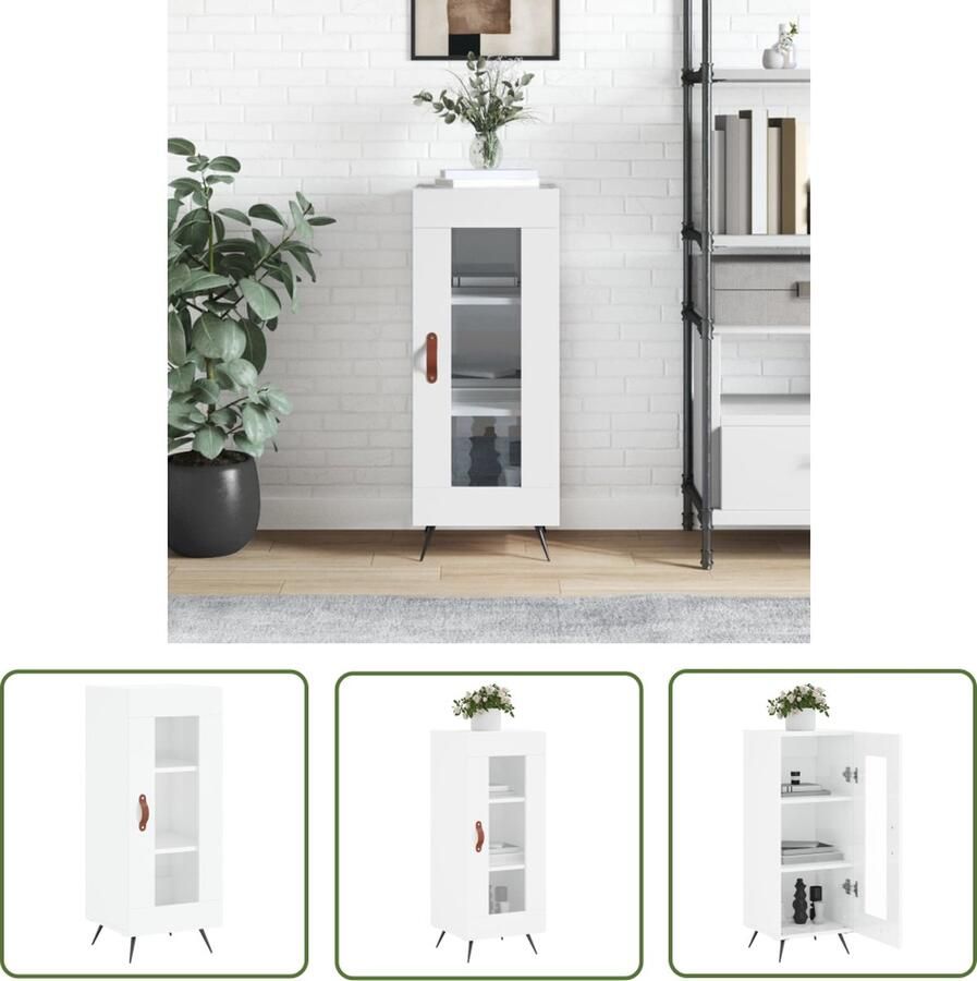 The Living Store Dressoir 34 5x34x90 cm bewerkt hout hoogglans wit Dressoir Modern Dressoir Hoogglans Wit Dressoir Houten Dressoir Metalen Dressoir - Foto 11