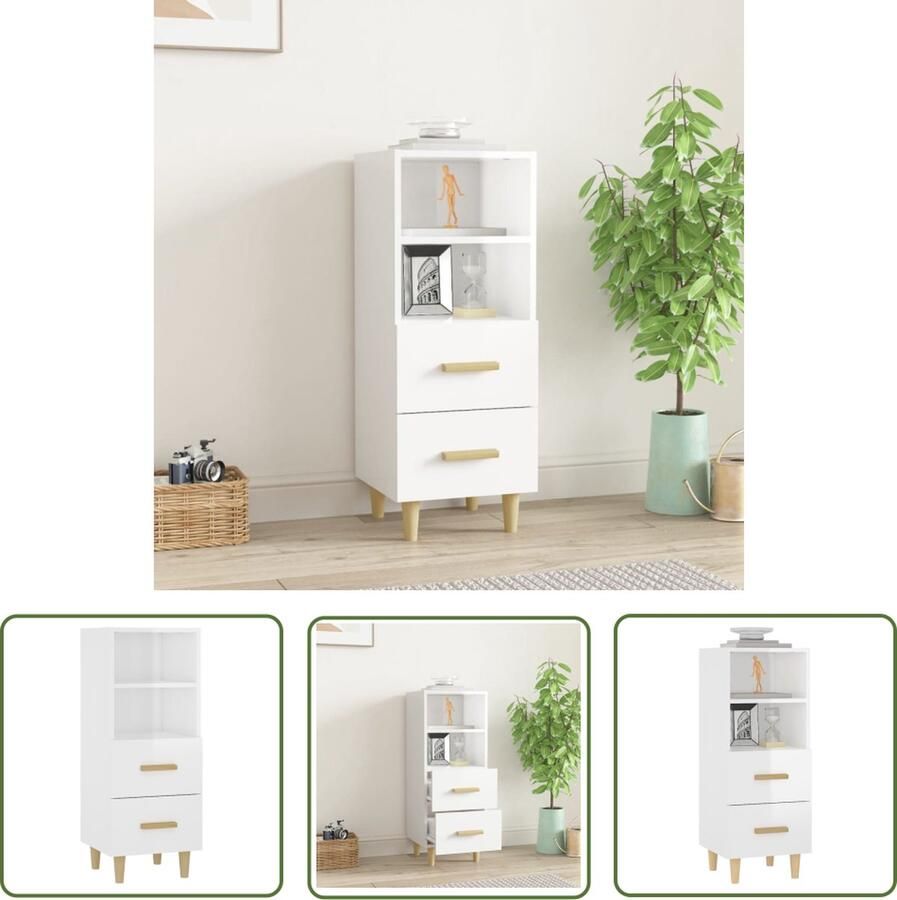 The Living Store Dressoir 34 5x34x90 cm bewerkt hout hoogglans wit Dressoir Houten Dressoir Wit Dressoir Modern Dressoir Landelijke Dressoir