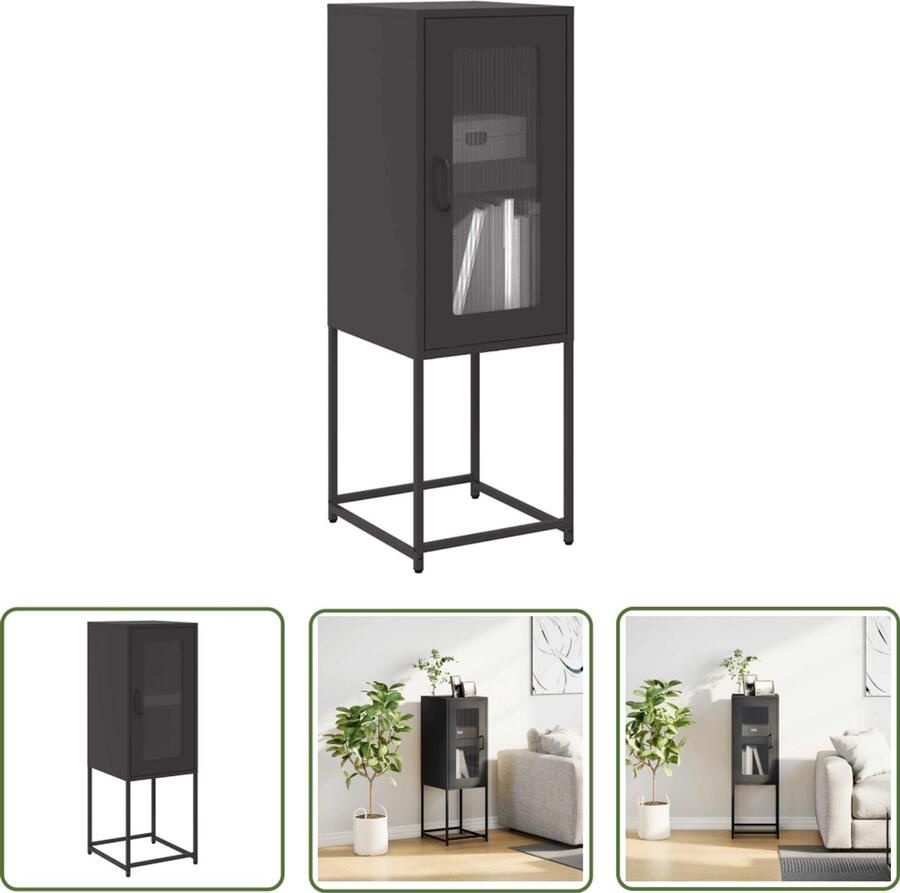 The Living Store Dressoir 36x39x107 cm koudgewalst staal zwart Dressoir Staaldraad Salontafel Opslagmeubilair Industrieel Meubilair