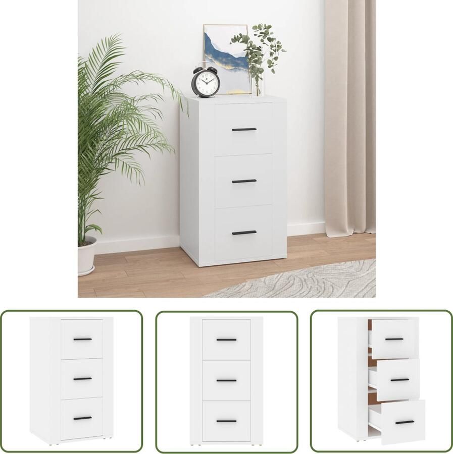 The Living Store Dressoir 40x33x70 cm bewerkt hout wit Dressoir Commode Houten Dressoir Wit Dressoir Opbergkast