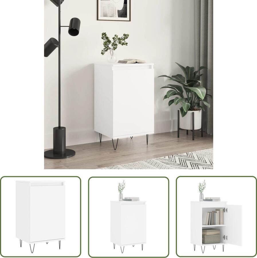 VidaXL Commode Dressoir 40x35x70 cm bewerkt hout wit Houten Dressoir Wit Dressoir Opbergkast