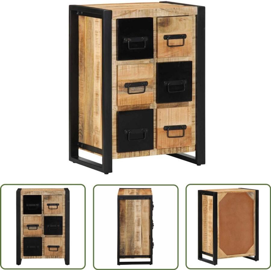 The Living Store Dressoir 50x35x70 cm massief ruw mangohout Dressoir Houten Dressoir Mangohout Dressoir Opbergkast Keukenmeubels