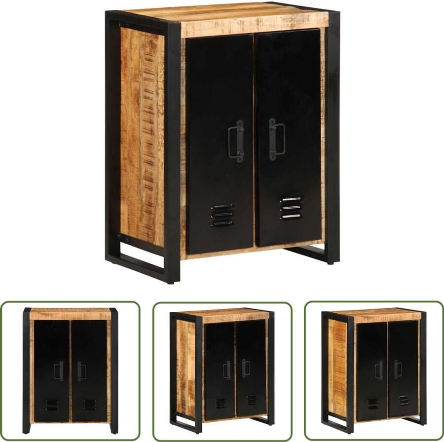 The Living Store Dressoir 55x35x70 cm massief ruw mangohout Dressoir Mangohouten Meubels Vintage Dressoir Salontafel Opslagmeubilair