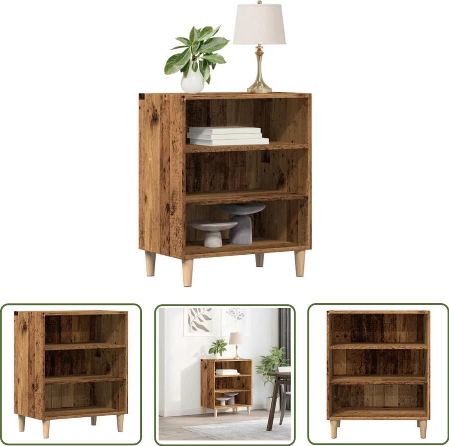 The Living Store Dressoir 57x35x75 cm bewerkt hout oud houtkleurig Dressoir Opbergkast Salontafel Vintage Meubels Landelijk Interieur