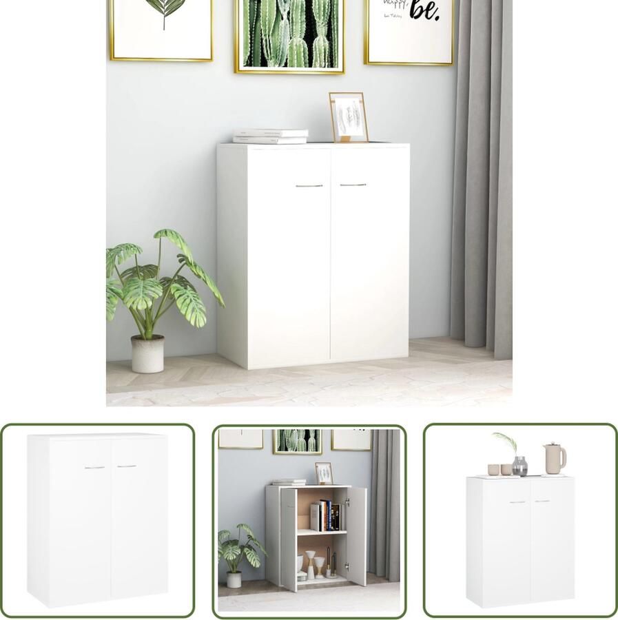 VidaXL Dressoir 60x30x75 cm bewerkt hout wit Dressoir Commode Opbergkast Houten Dressoir Wit Dressoir