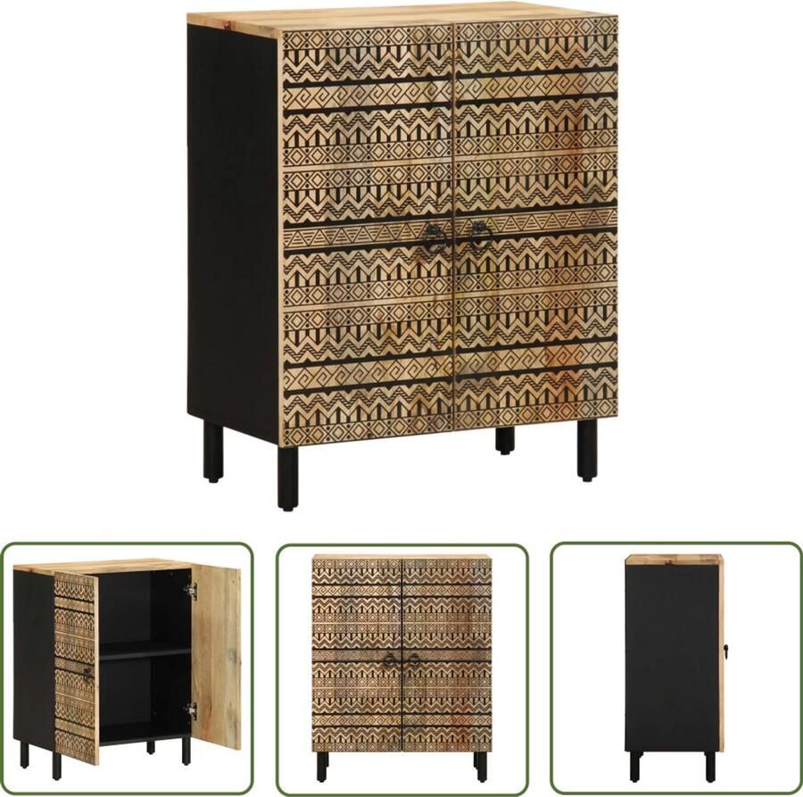 The Living Store Dressoir 60x33 5x75 cm massief ruw mangohout Dressoir Commode Mangohout Industrieel Design Vintage
