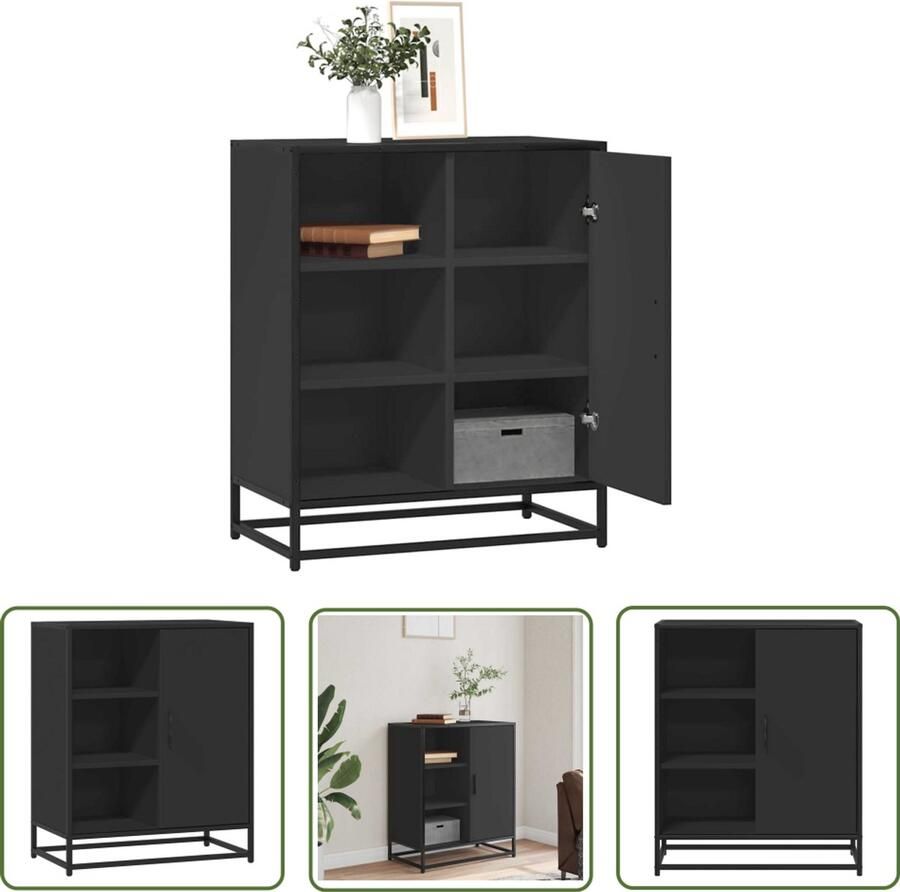 VidaXL Commode Dressoir 62x35x76 cm bewerkt hout zwart Zwarte Dressoir Houten Dressoir Vintage Dressoir