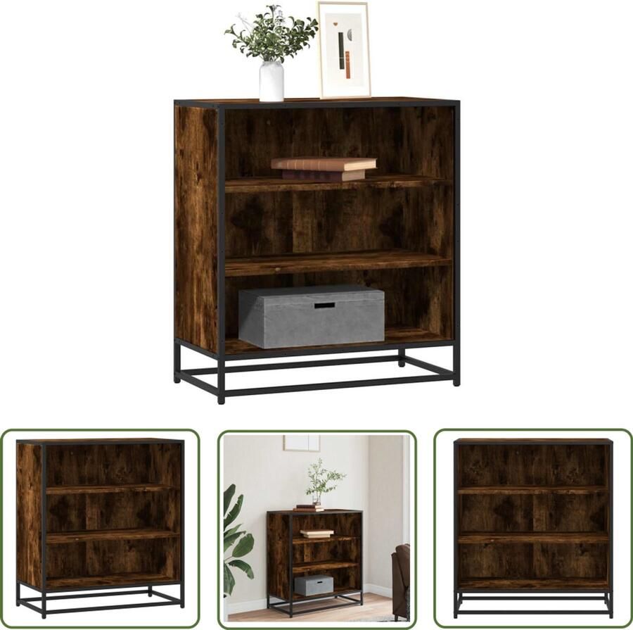The Living Store Dressoir 68x35x76 cm bewerkt hout en metaal gerookt eiken Dressoir Industrieel Design Houten Dressoir Opbergkast Keukenmeubilair