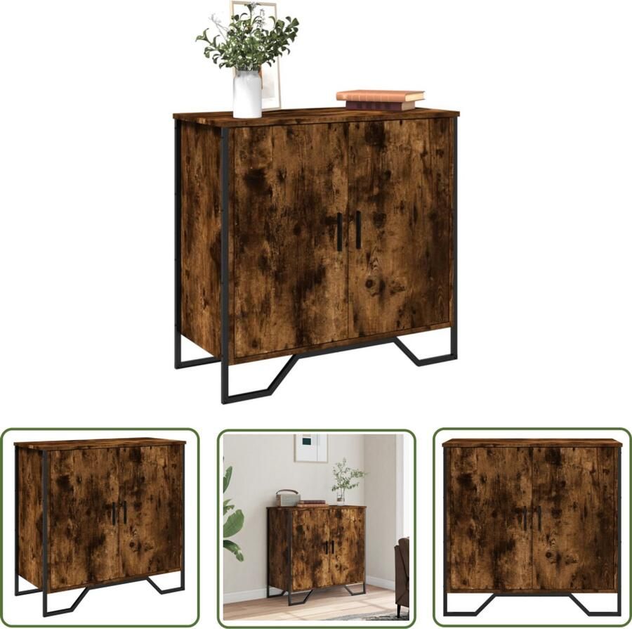 The Living Store Dressoir 78x35 5x74 5 cm bewerkt hout gerookt eikenkleurig Dressoir Modern Dressoir Houten Dressoir Gerookte Eiken Opbergmeubel