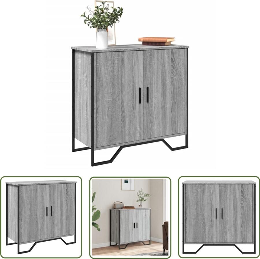 The Living Store Dressoir 78x35 5x74 5 cm bewerkt hout grijs sonoma eikenkleurig Dressoir Grijze Dressoirs Houten Dressoir Salontafel Tv Tafel