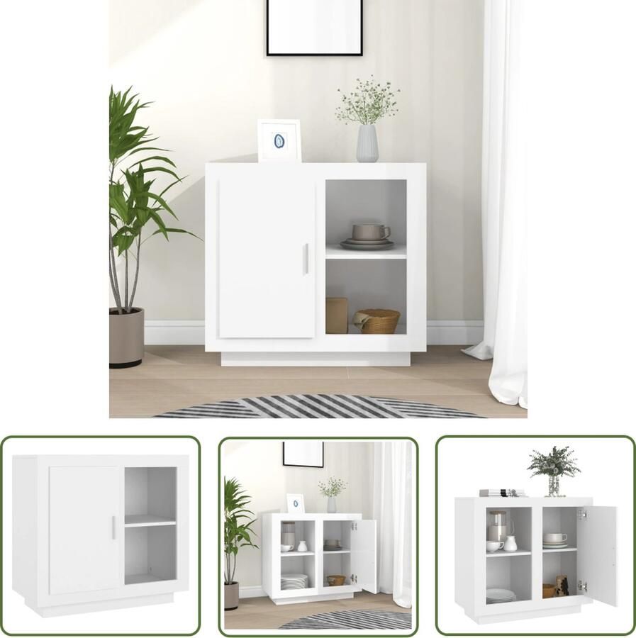 The Living Store Dressoir 80x40x75 cm wit Dressoir Houten Dressoir Wit Dressoir Opbergmeubilair Salontafel