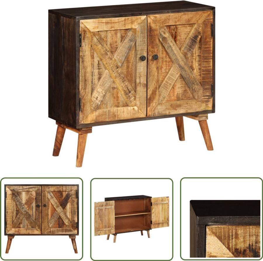 The Living Store Dressoir 85x30x75 cm massief mangohout Dressoir Mangohout Vintage Rustic Landelijk Wonen