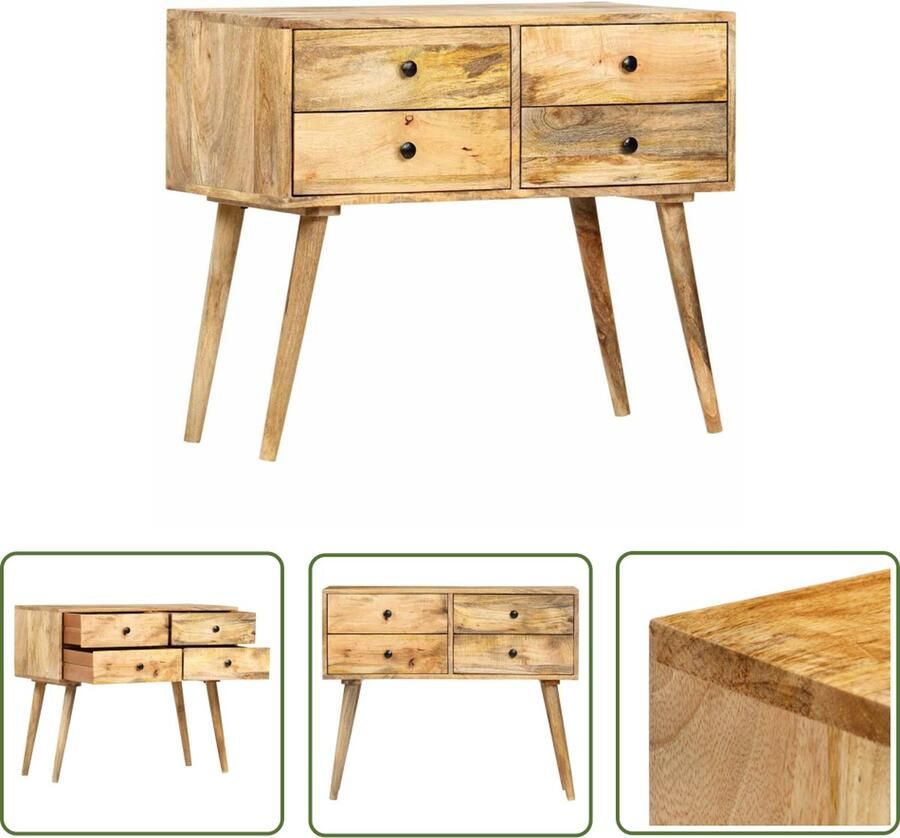 The Living Store Dressoir 85x40x71 cm massief mangohout Vintage Kast Dressoir Mangohout Kast Salon Meubels Opbergkast