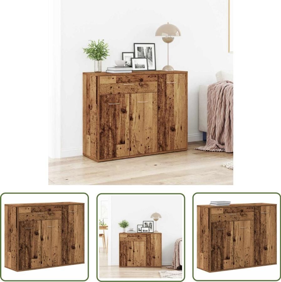 The Living Store Dressoir 88x30x70 cm spaanplaat oud hout Dressoir Houten Dressoir Vintage Dressoir Opslagmeubilair Salontafel